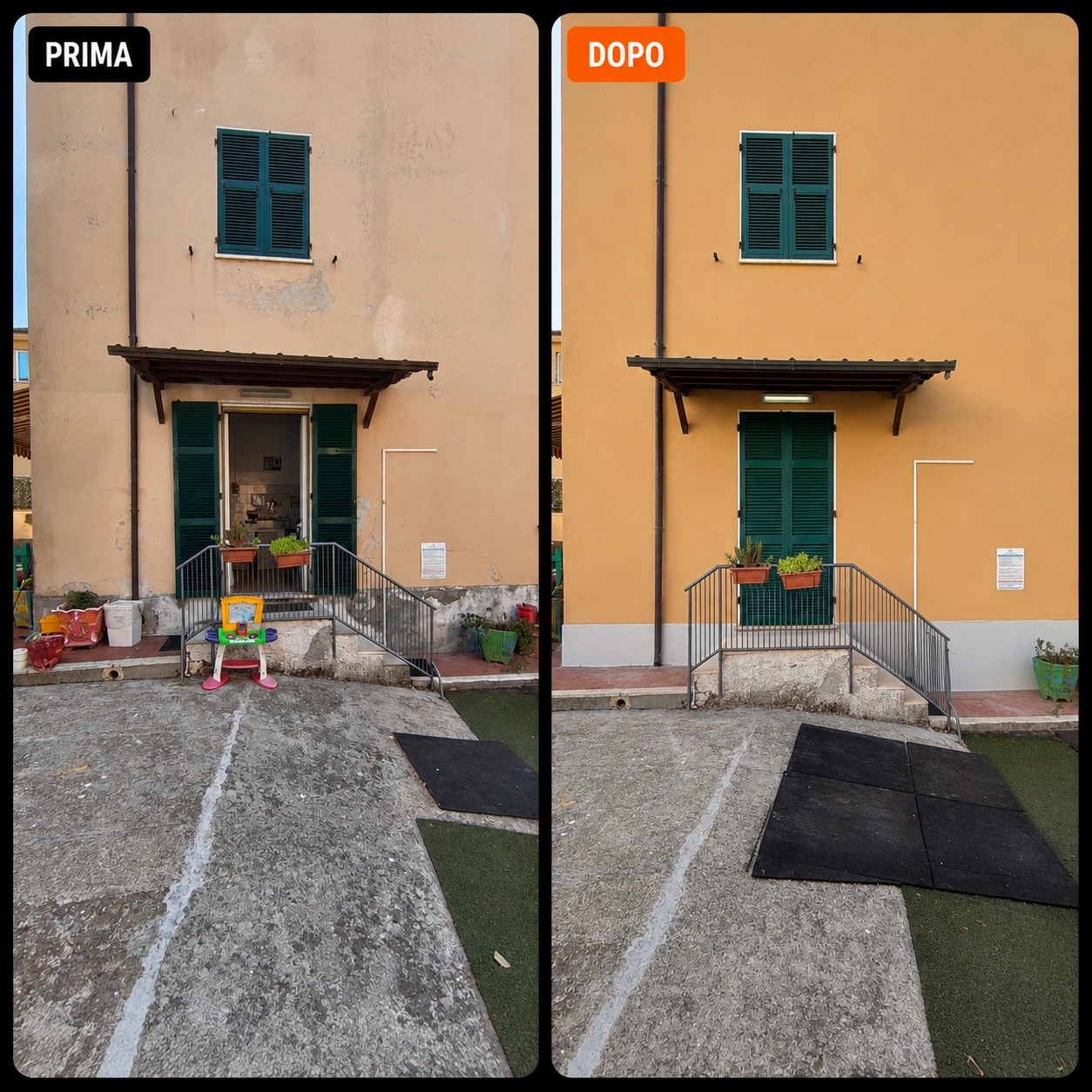 Facciata prima e dopo